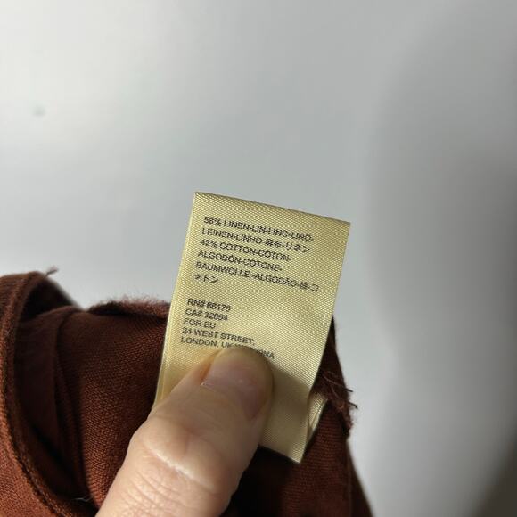 Anthropologie Pants Women’s‎ 6 Brown Wide Leg Crop Side Button High Rise Linen - Picture 9 of 9